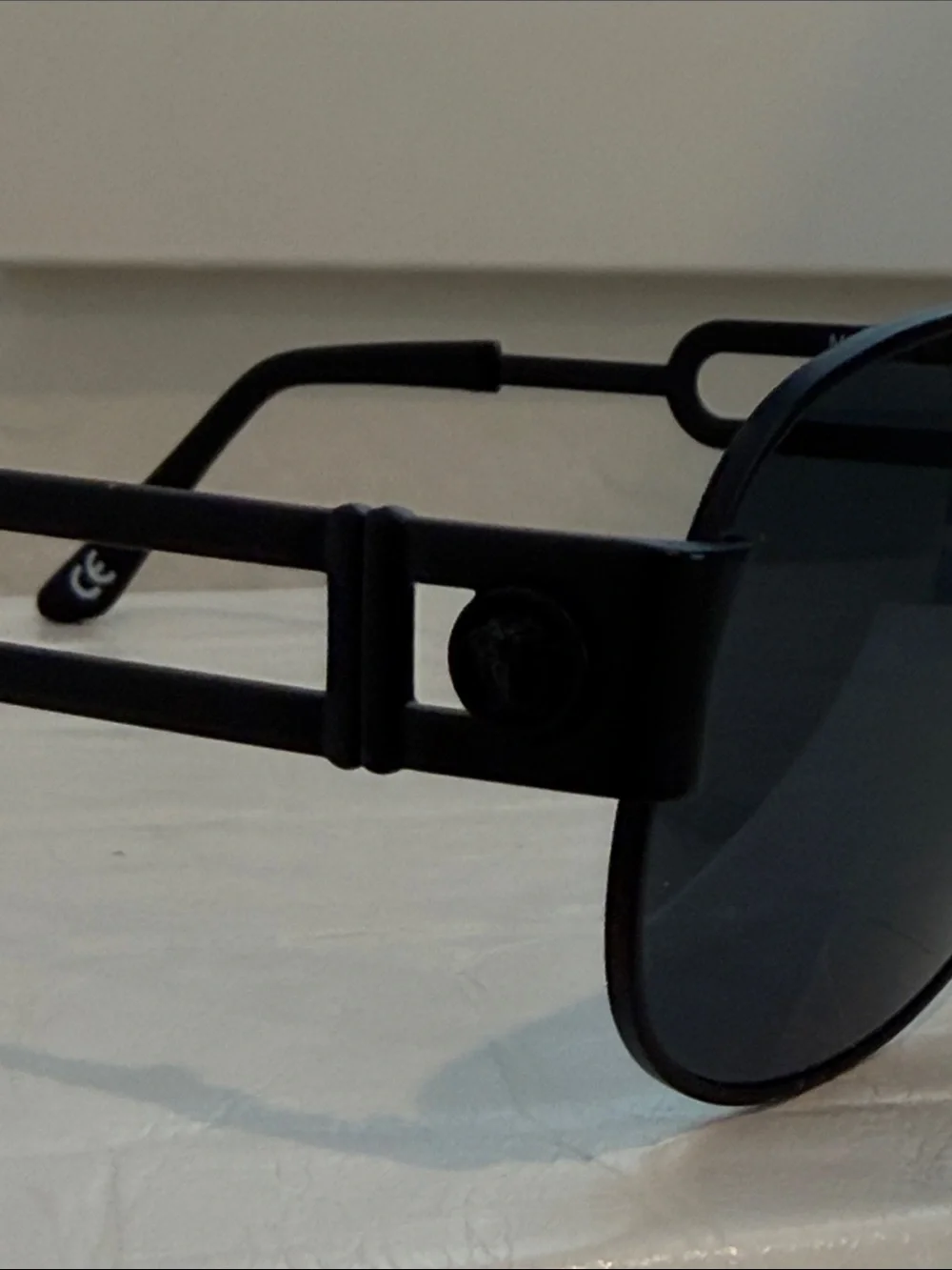 Vintage  Versace S56 Matte Black Pilot sunglasses W/ Medusa Head Logo